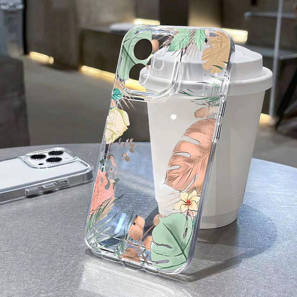 NEW Flower Phone Case For iPhone 16 16e 15 14 13 12 11 Mini Pro Max X XR XSMax 7 8 Plus Transparent Soft TPU Back Cover
