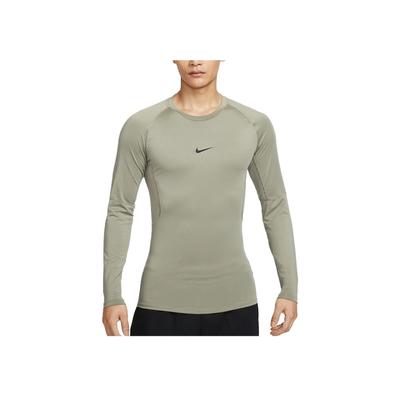 Мужская тренировочная футболка с длинным рукавом Pro Dri-FIT, плотно прилегающая, влагоотводящая, дышащая, эластичная, с круглым вырезом, базовый слой для тренировок, цвет Масляно-зеленый FB7920-320