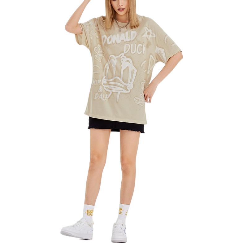 Li-Ning Футболка унисекс с круглым вырезом и принтом Mickey Series Casual Sports, цвет хаки AHSS273-1