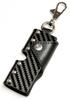 SAMURAI Z1 Key Case for Compact with Genuine Men, [Tochigi Leather, Carbon, Carabiner, Leather, Car, Motorcycle] (Small Size, Black)