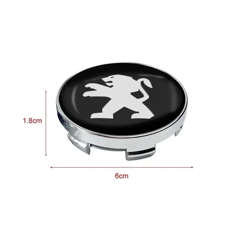 4pc 56/60mm Car Wheel Center Covers Badge Hub Cap Accessories For Peugeot 206 307 308 3008 207 208 407 508 2008 5008 107 106 205