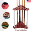 12-Hole Triangle Pool Cue Holder, Floorstanding Corner Stand, Red Modern Design Billiard Cue Rack with 1.37in Diameter Holes