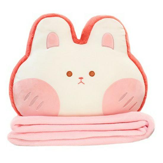 Мультяшная подушка и одеяло с животными: Милый дизайн кролика, панды, свиньи, лягушки для сна дома, в офисе или в машине