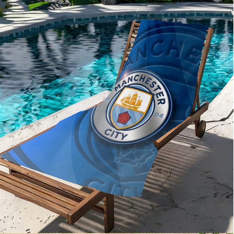 Manchester City FC Print Beach Towel, Versatile Lightweight Absorbent Beach Towel for Pool Surf Yoga Bathroom, Perfect Birthday Holiday Gift