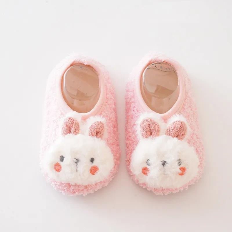 Warm Plush Baby Slippers Autumn Winter Toddler Floor Sock Shoes Boy Girl Children Soft Anti-slip Walking Shoes Indoor Kids Shoes