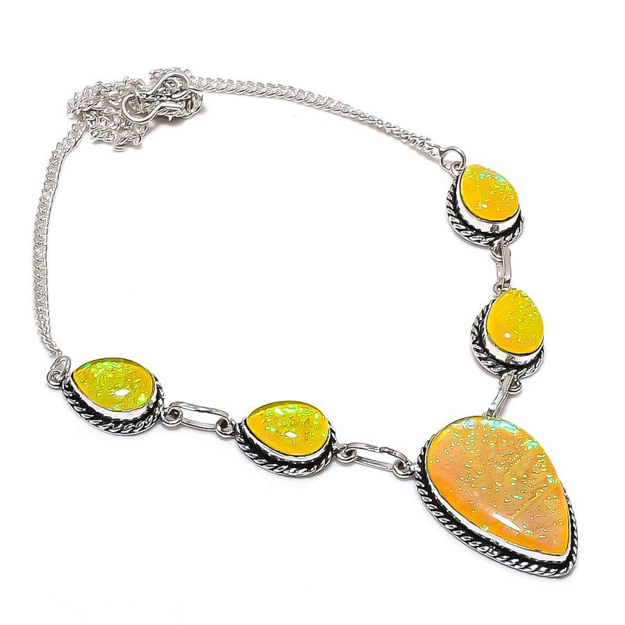 Natural Yellow Triplet Opal 925 Sterling Silver Jewelry Necklace 18" ASN-5734