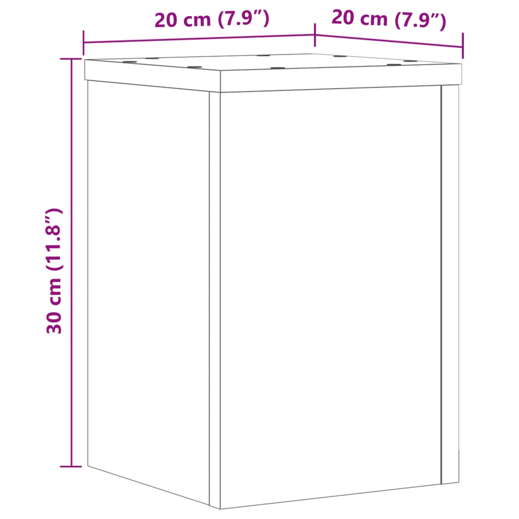 Plant Stand 2 pcs Concrete Grey 20 x 20 x 30 cm Engineered Wood