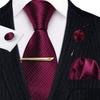 Fashion Mens Tie with Tie Bars 7 Styles Silk Tie Pocket Square Cufflinks Boutonniere Set