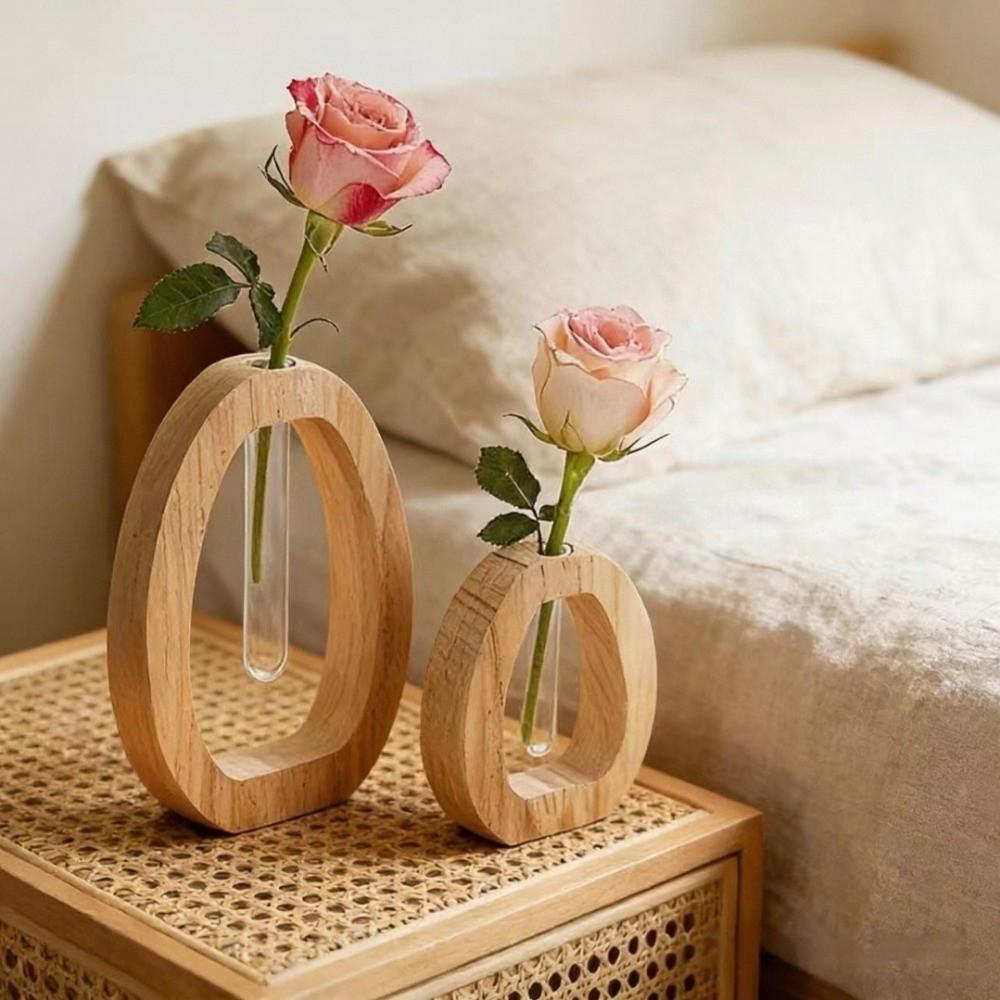 Wooden Hydroponic Plant Vases Creative Table Centerpiece Planter Indoor Plant Display