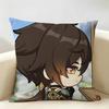 Zhongli Cute Genshin Impact Cushion Cover Natural Linen Organic Fabric DoubleSided Printing Room Sofa Decor Pillow Case