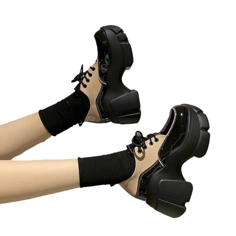 Осень и зима новая женская обувь платформа увеличение мартинсы средняя труба удобные красивые шнуровка одинарная обувь женские ботинки