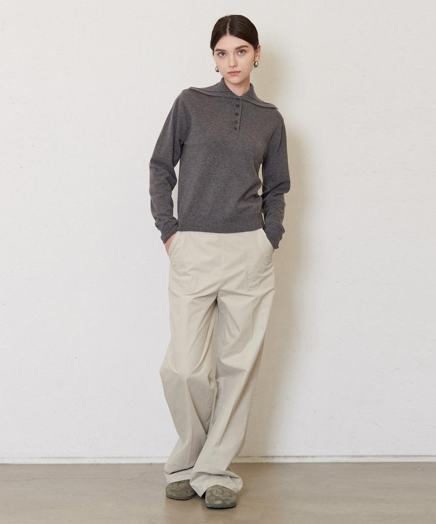 JUN BY JUN K 5-Button Placket Knit Top_Gray