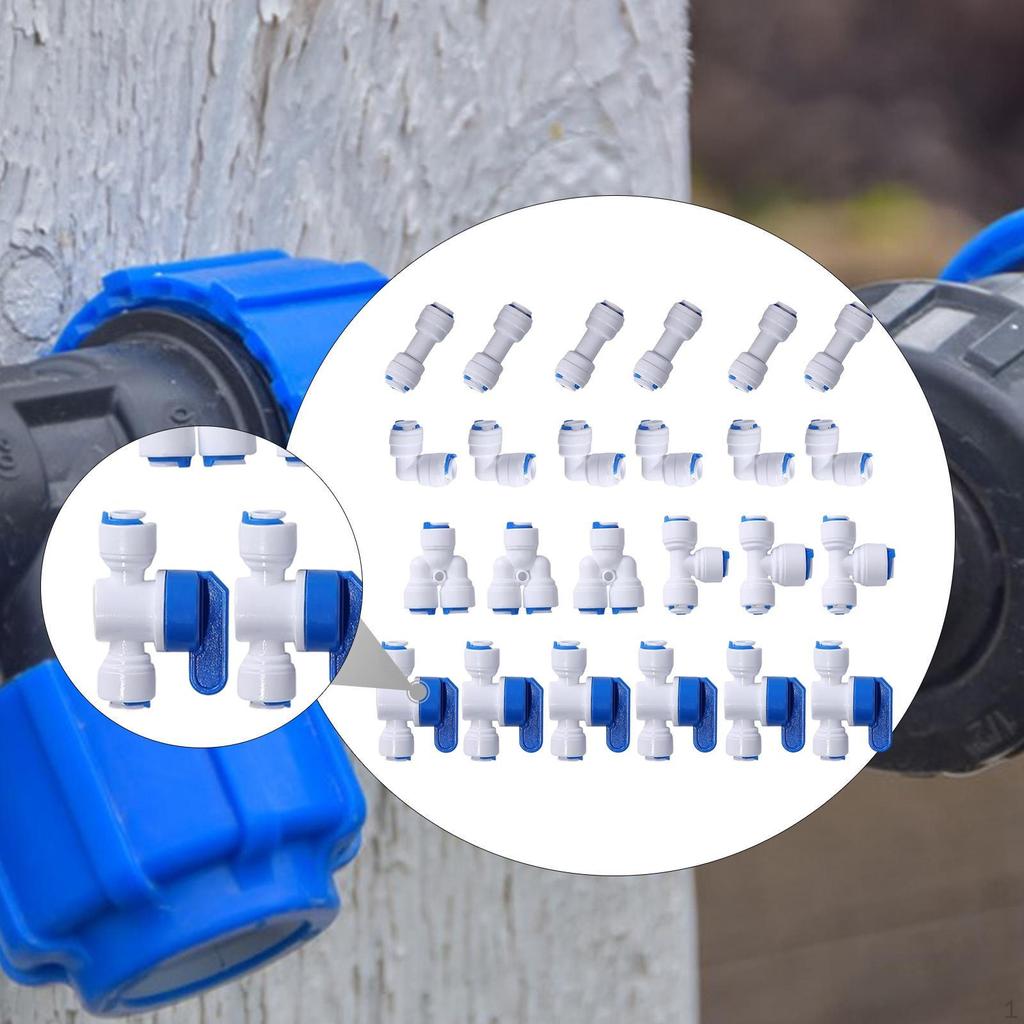 1/4 дюйма наружный диаметр Быстроразъемное соединение для осмотического шарового крана + Т-образные и Y-образные фитинги Пуш-ту-фиттинги