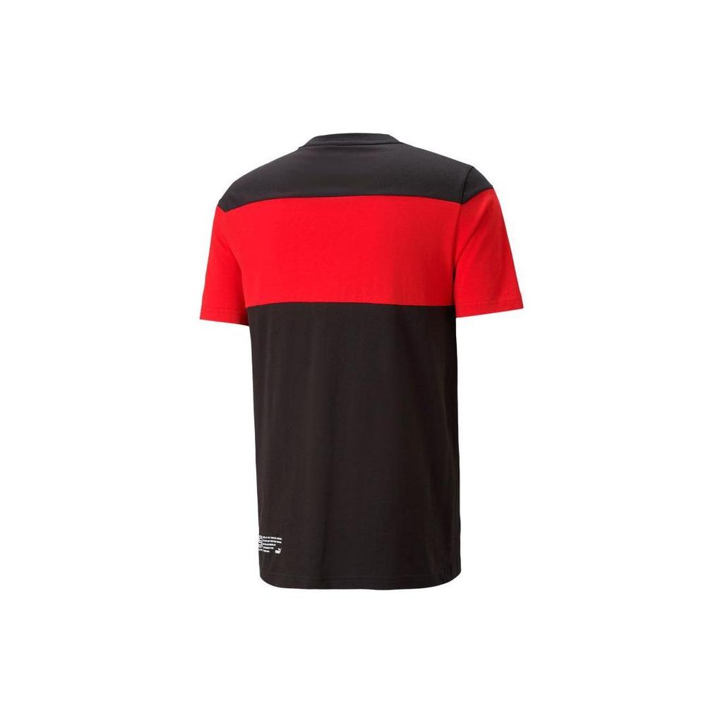 Puma Ferrari Racing Series Color Block Logo Print Crew Neck Pullover Short Sleeve T-Shirt Unisex Tops Black 538159-01