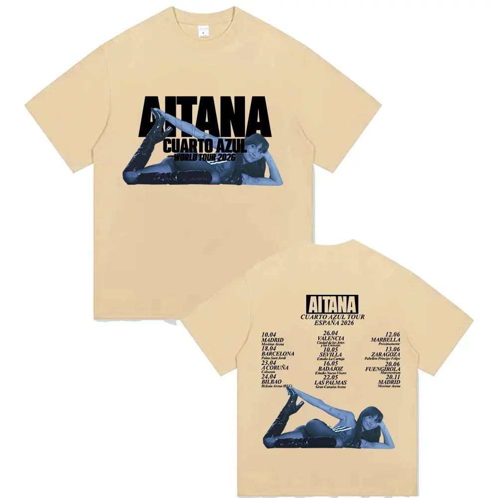 Белые оверсайз футболки Aitana Cuarto Azul World Tour 2026 Spain Tour с графикой для женщин и мужчин