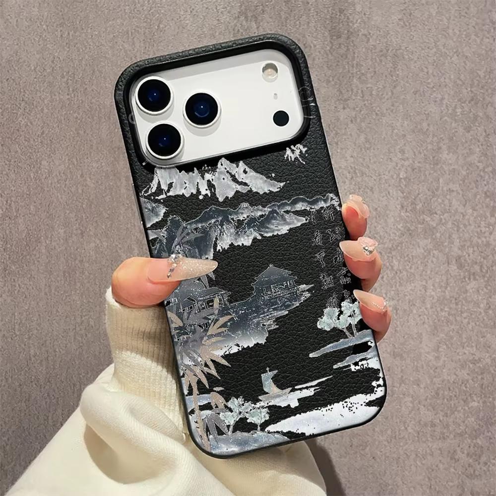 Чехол для телефона в китайском стиле с узором из стихов для iPhone 17 16 15 14 13 12 11 Pro Max Plus 17 Air XS Max X XR Чехол с текстурой личи