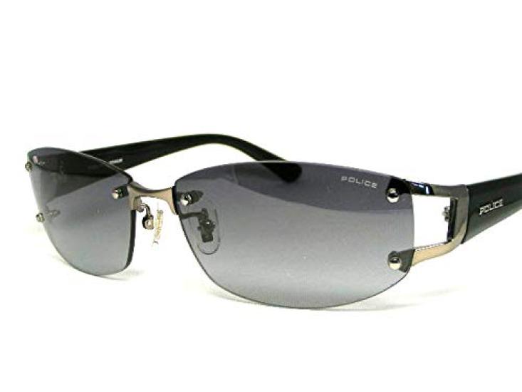 Солнцезащитные очки Police POLICE SPLC60J 568N 59 с защитой от ультрафиолета, без оправы, двухточечная японская модель 2021 года, овальная титановая комбинированная оправа, блестящий серый цвет