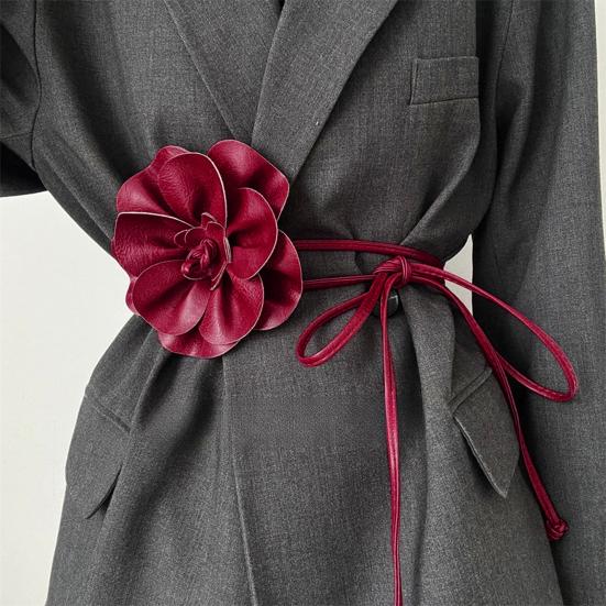 Пояс с цветочным принтом в стиле бохо для женщин и девочек, тонкий пояс из искусственной кожи с цветочным принтом для свадебного платья