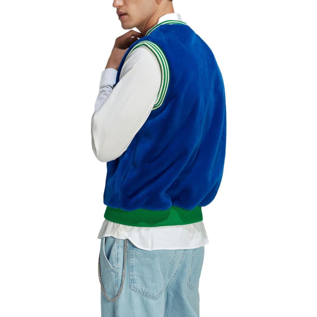 Adidas Мужской жилет с логотипом в виде трилистника, полосатой отделкой и большим логотипом Originals, синий IB3432