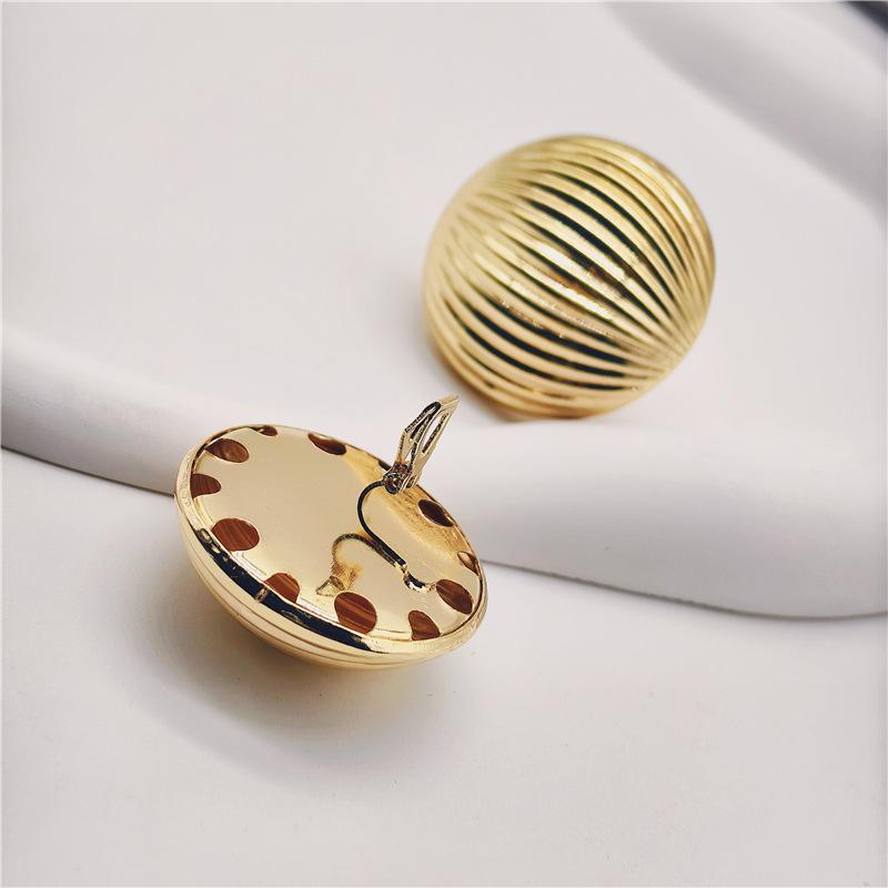 Серьги без пирсинга, металлические полоски, круглые, преувеличенные, большие серьги, модные серьги-клипсы