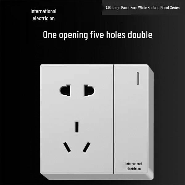 Сверхтонкая 16A накладная электрическая розетка с пятиконтактной настенной панелью для бытового использования и использования с кондиционером