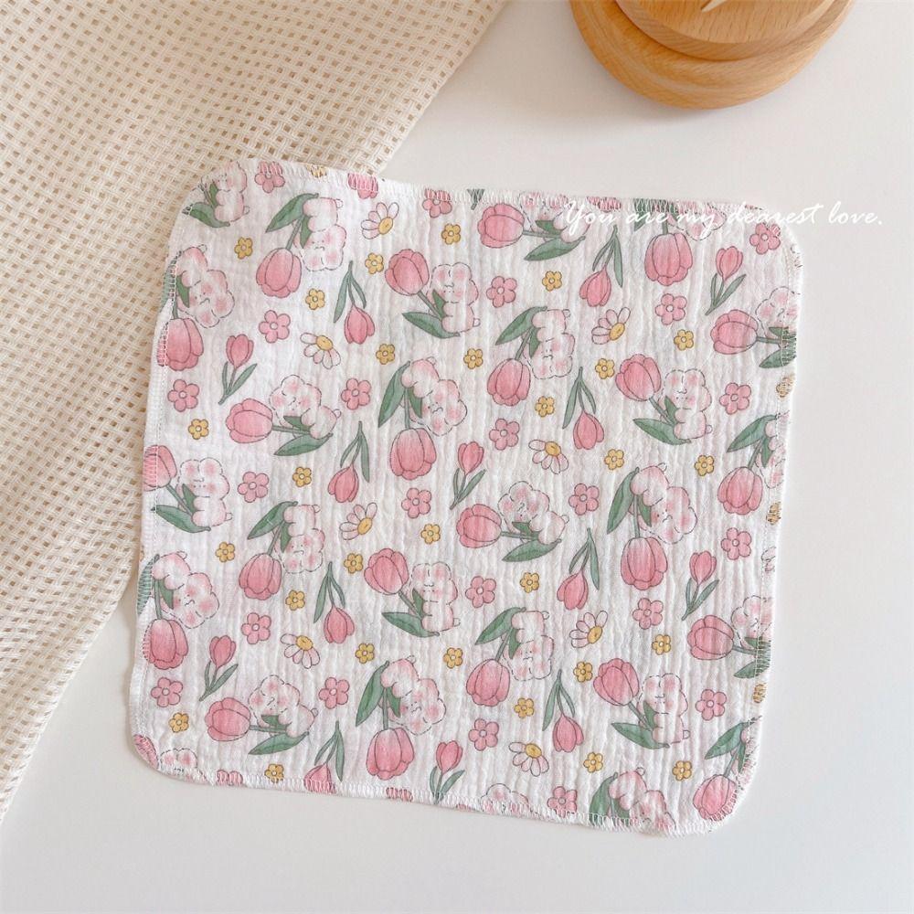 Мягкое полотенце для слюны с цветочным принтом, квадратный детский впитывающий носовой платок, милое детское полотенце для лица