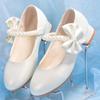 Белые кожаные туфли принцессы для девочек - Мягкая подошва, Весенне-осеннее нарядное платье, Выступление в начальной школе и хоре, Детский высокий каблук.