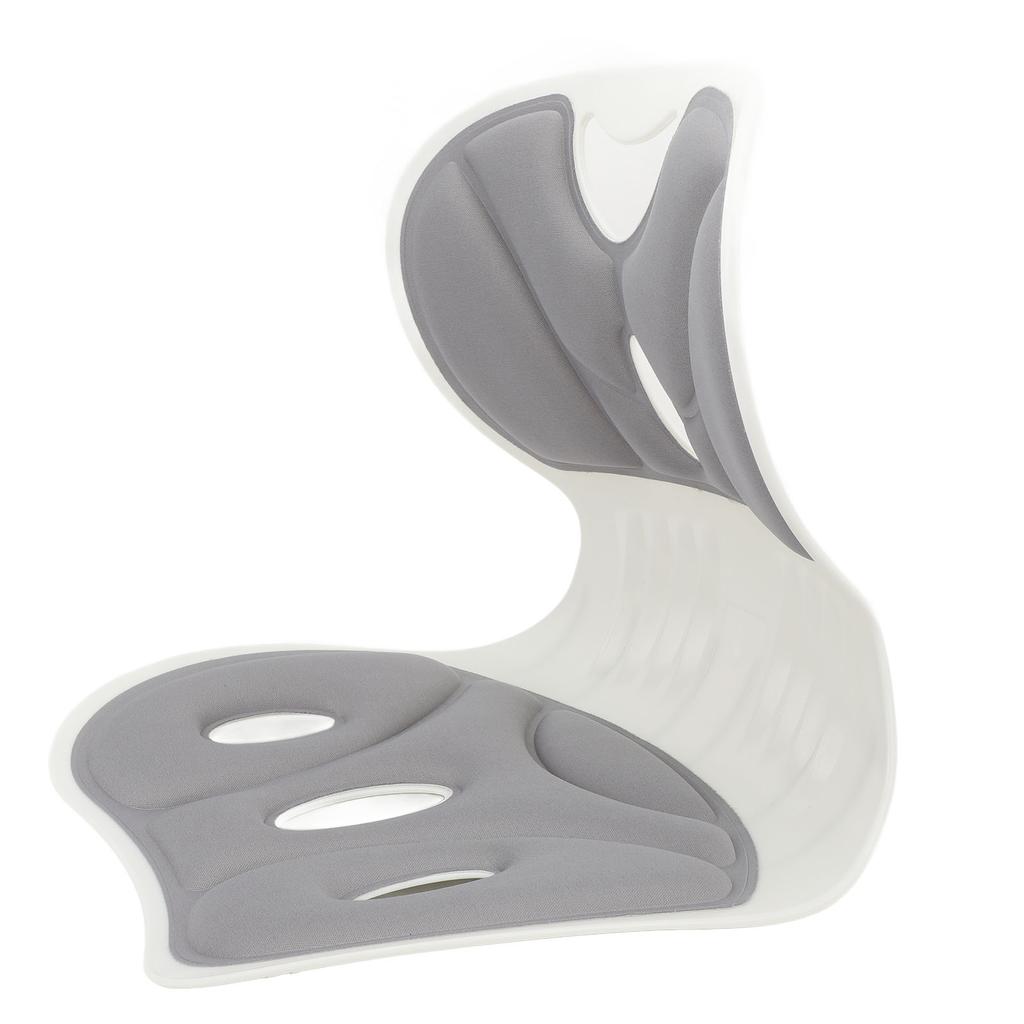 Back and Lumbar Support Breathable Fabric Petal Shaped Office Chair Seating Cushion Gray