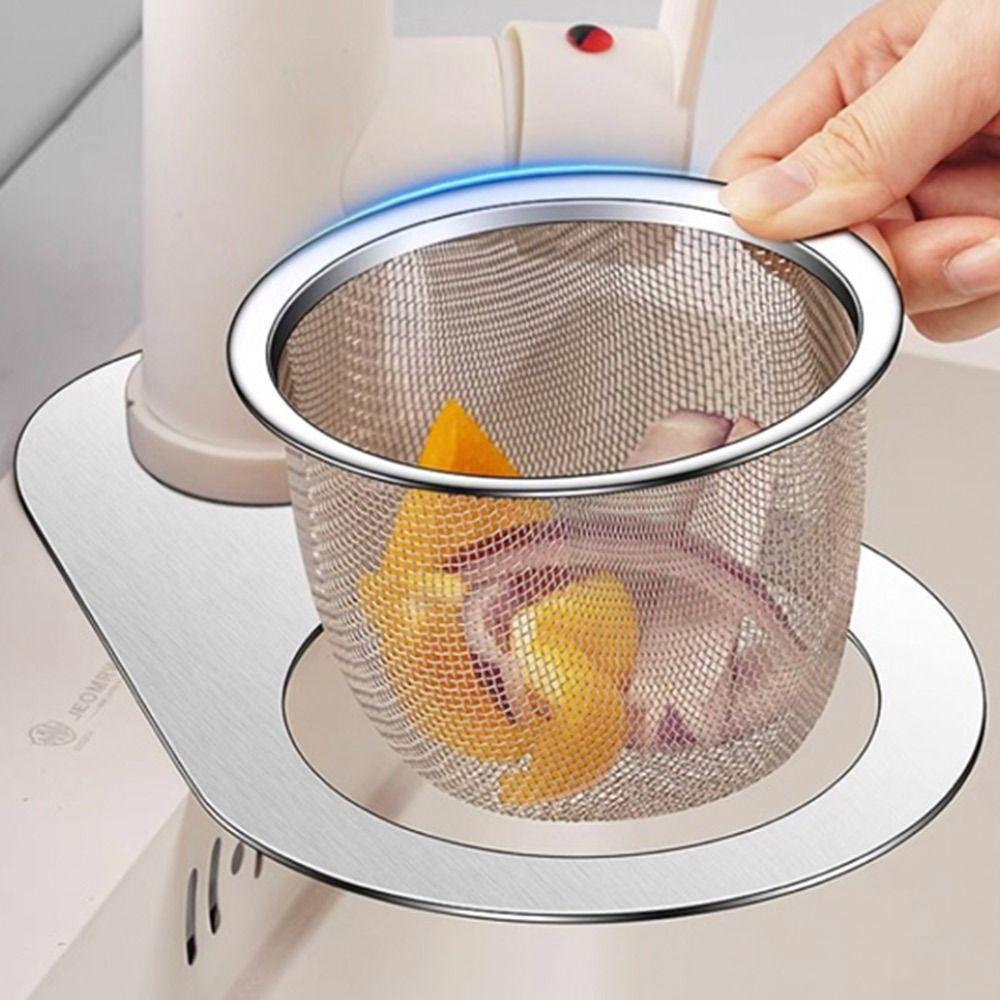 Stainless Steel Sink Drain Basket Dry And Wet Separation Filter Storage Shelf Hanging Basket