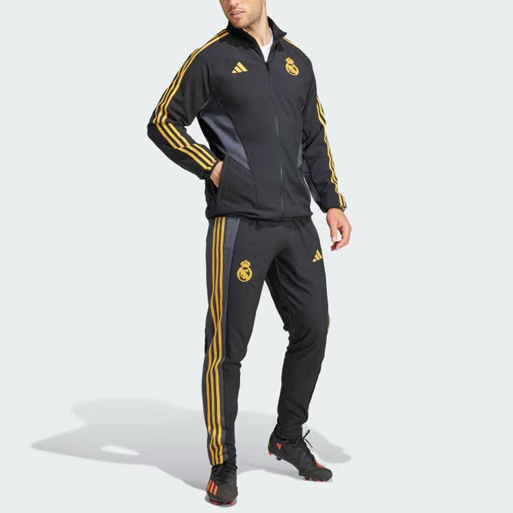 adidas Полосатая приталенная куртка на молнии, мужские куртки, черная HY0641
