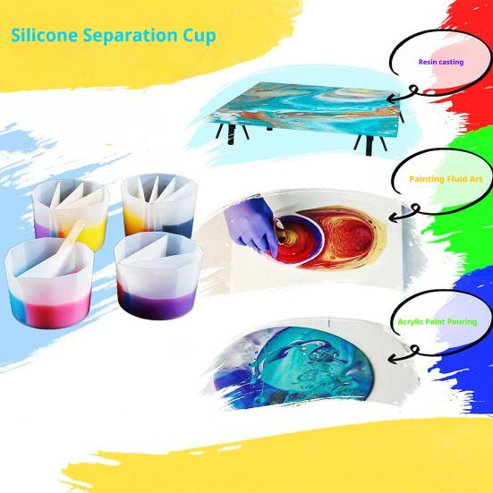 Многоканальная разделительная чаша для заливки красок, многоразовая чаша для смешивания смол, силиконовая разделительная чаша для жидких художественных работ, акриловых красок, эпоксидной смолы, аксессуаров для рисования.