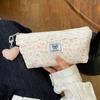 Fresh Lace Floral Design Pen Bag Large Capacity Multifunctional Stationery Bag Pencil Case Students Back To School