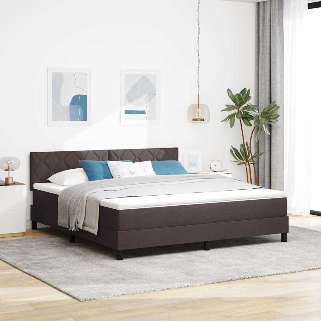 Box Spring Bed with Pillows Dark Brown 180 x 200 cm Fabric