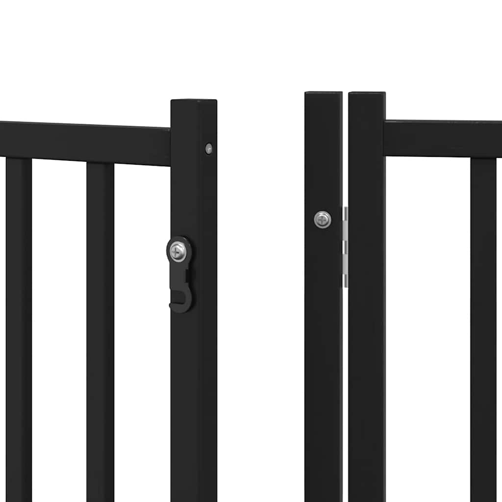 6 Piece Foldable Black Dog Gate 480 cm Poplar Wood