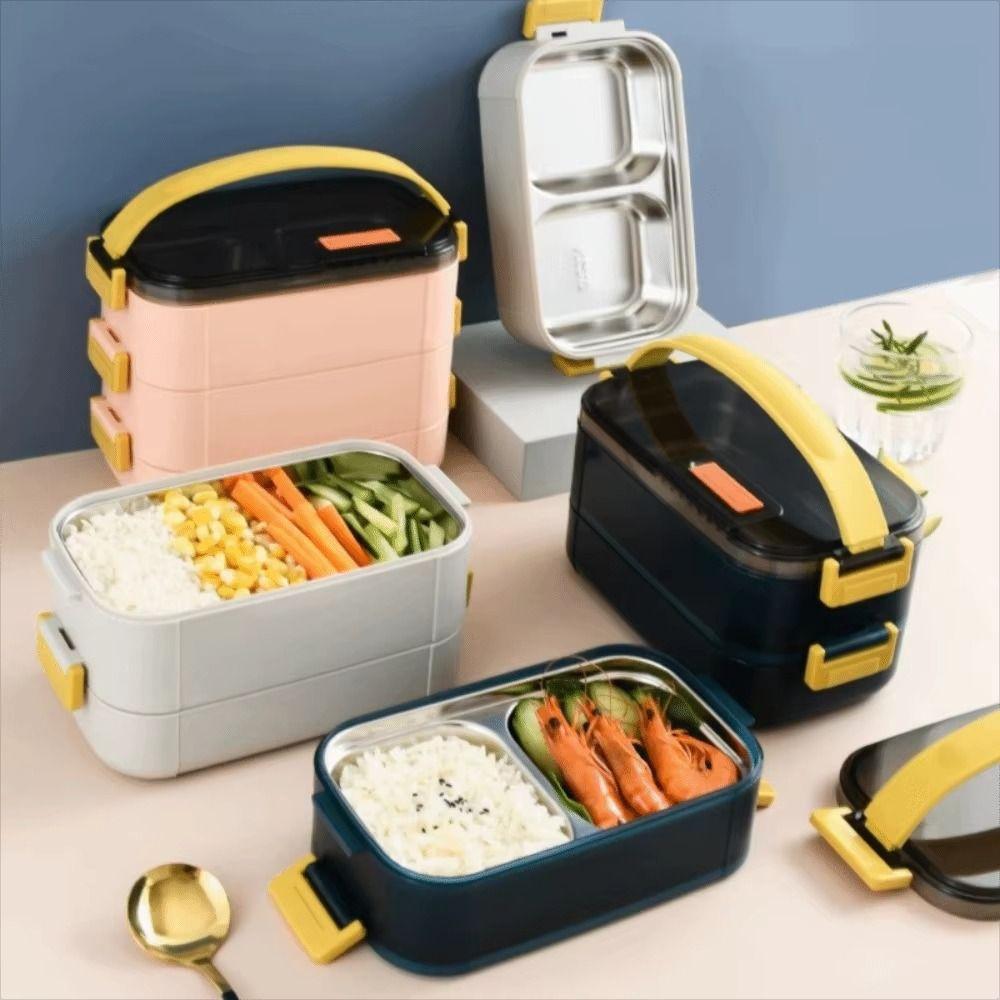 Stainless Steel Portable Insulated Lunch Box Sealed Design Food Snacks Box  School