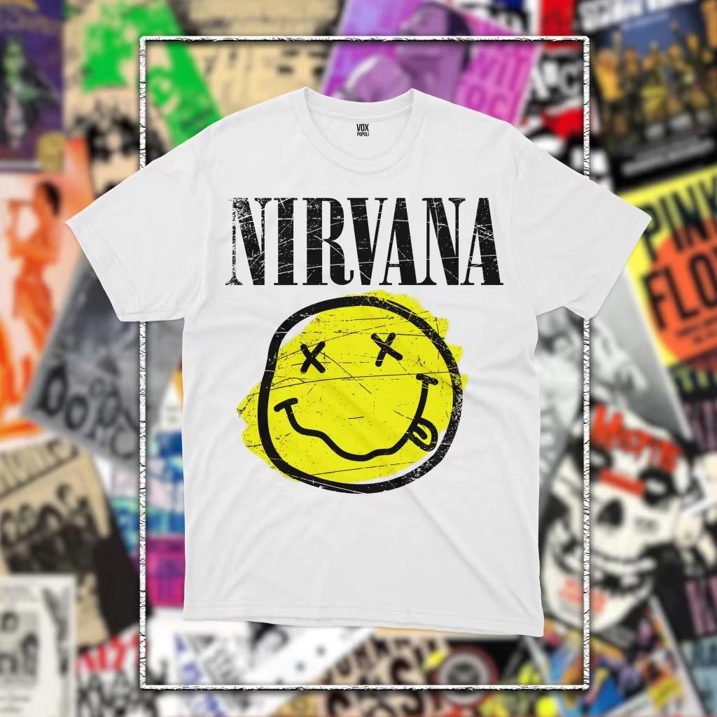 Nirvana Графическая Унисекс Футболка с Круглым Вырезом Хлопковая С Коротким Рукавом Y2K Свободная Уличная Мода Винтажная Мода Модная Футболка