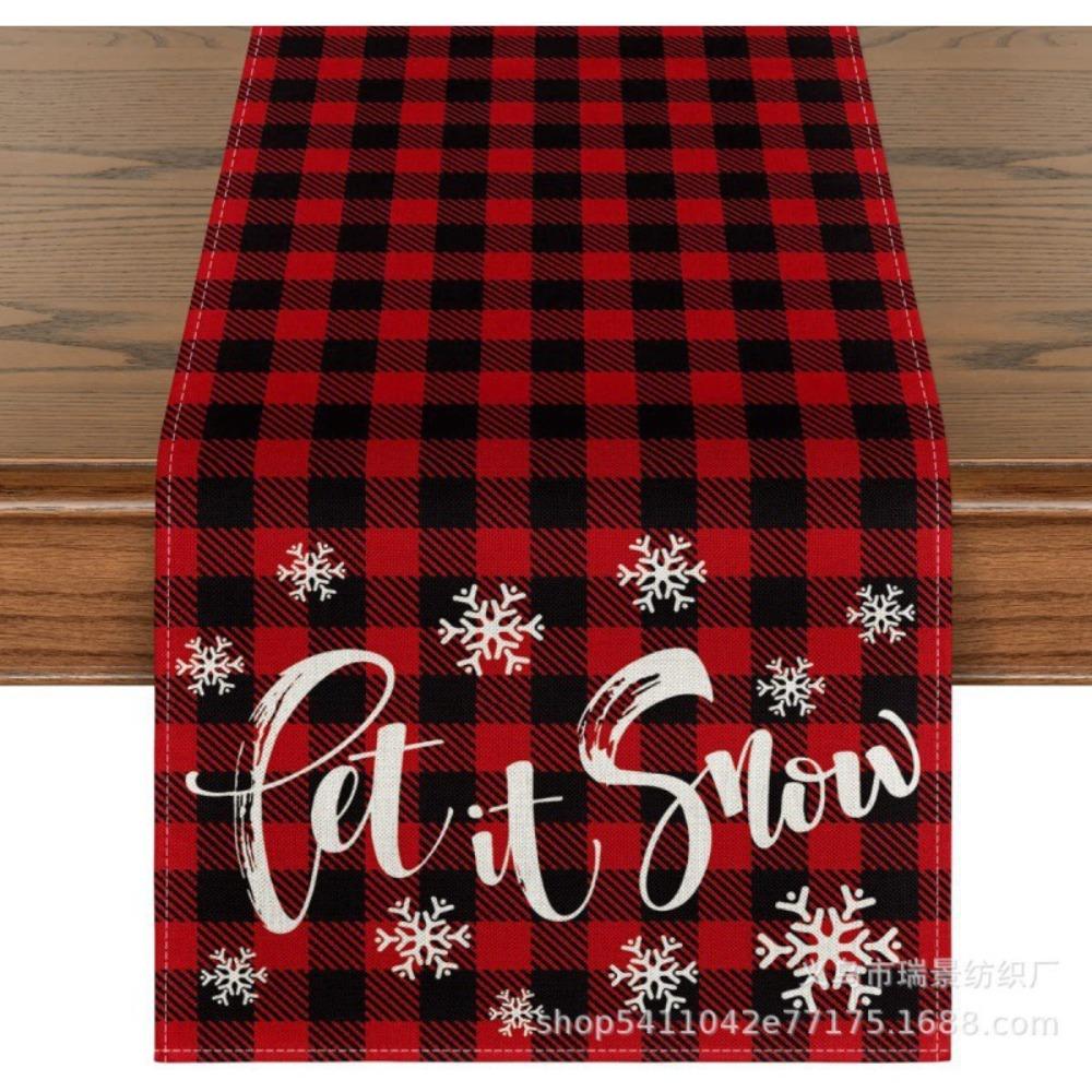 Праздничная скатерть-дорожка Рождественское украшение Принт Льняная настольная салфетка Маленькая накидка на обеденный стол