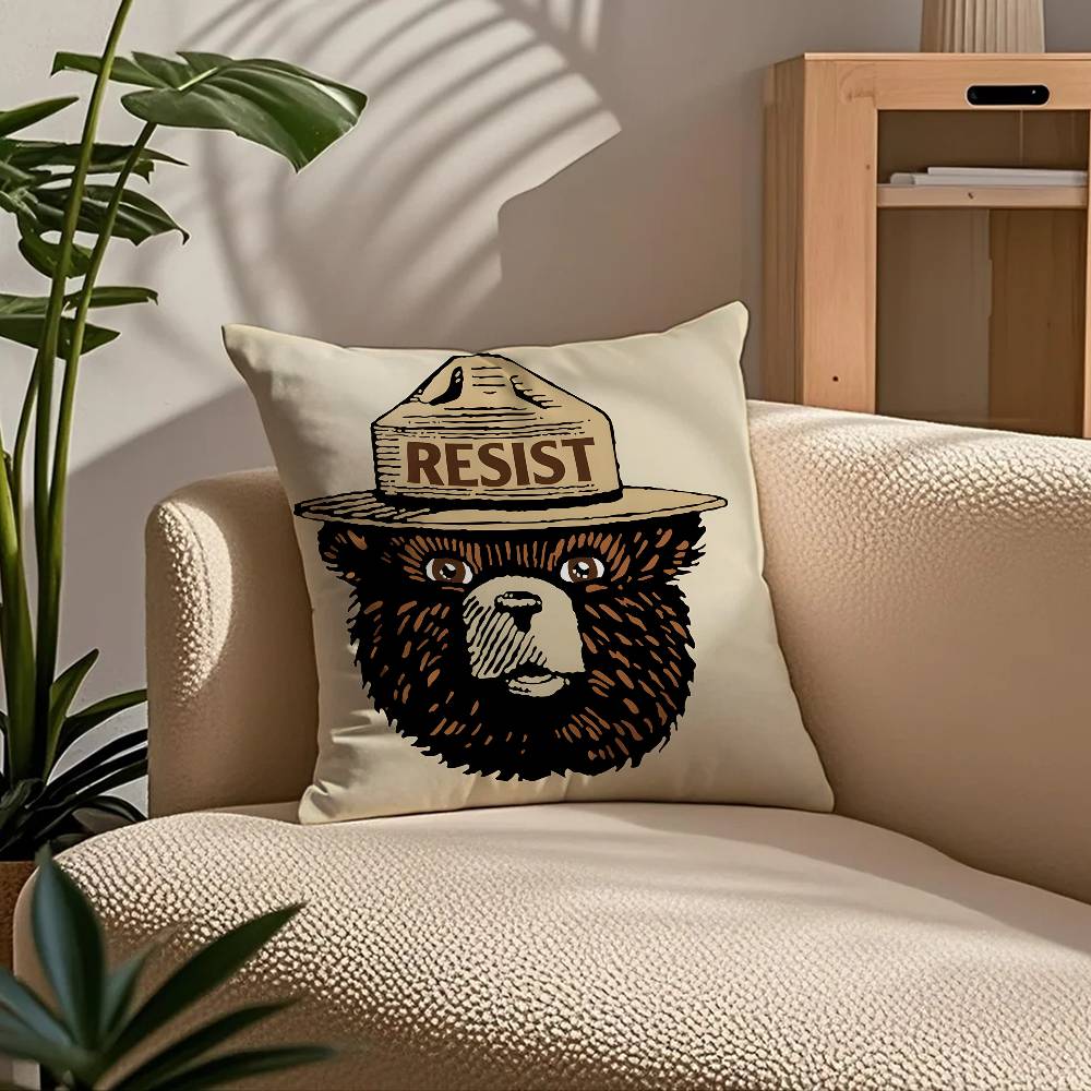 Anime S-Smokey B-Bear Pillow Case Comfort Sofa Bed Silky elegant Invisible zipper Custom Decorative cushion cover