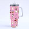 Halloween Print 40oz Large Capacity Thermos Cup, Thermal Insulation and Cold Retention, Ice Cup with Handle and Straw, Car Cup