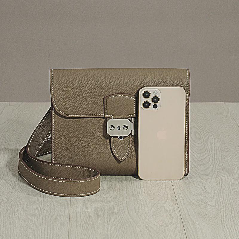 Сумка-клатч из натуральной кожи в корейском стиле - большая вместимость, воловья кожа, двойное назначение