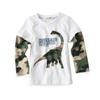 Boys Tshirt 100% Cotton Cartoon Dinosaur Long Sleeve Shirt Casual Crew Neck T-Shirt Spring Autumn Kids Clothes Camouflage Color Block Tops
