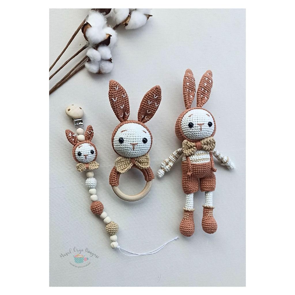 Amigurumi Rabbit Toy - Teether And Pacifier Chain/strap