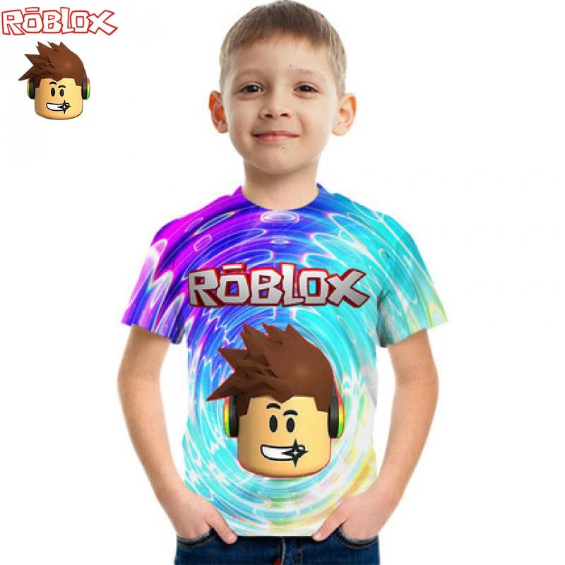 Одежда для мальчиков и девочек Дети Roblox Летняя Повседневная Игровая Футболка Аниме