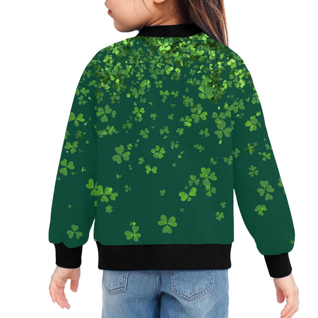 Девочки куртки на молнии детские осенние толстовки с длинным рукавом верхняя одежда с карманами St. День Святого Патрика 5-15 лет