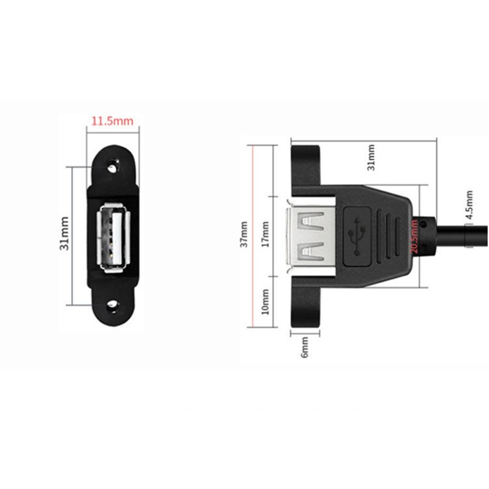 28AWG USB Extension Cable Copper Core Panel Mounting Cable Data Transfer Cable  Industrial Control