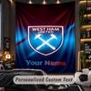 TapestryWest Ham United FC Custom Name Text Personalized Wall Hanging Tapestry Home Wall Decor