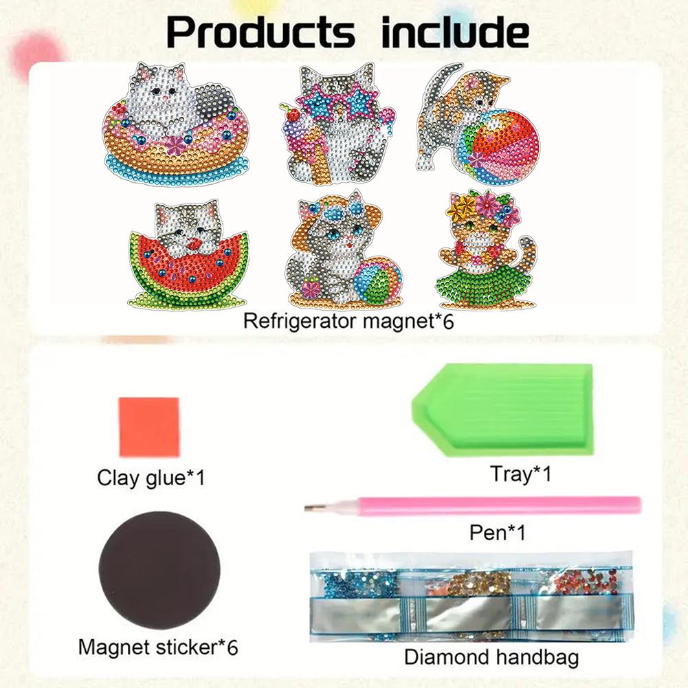 6Pcs Diamond Painting Refrigerator Magnets Fridge Magnets Diamond Art Diamond Art Magnets DIY Art Crafts for Adults Beginners