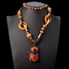 JMXD Boho Vintage Ethnic Long Necklace Wooden Fox Pendant Sweater Chain Unisex Gift Handmade Trendy European Statement Jewelry