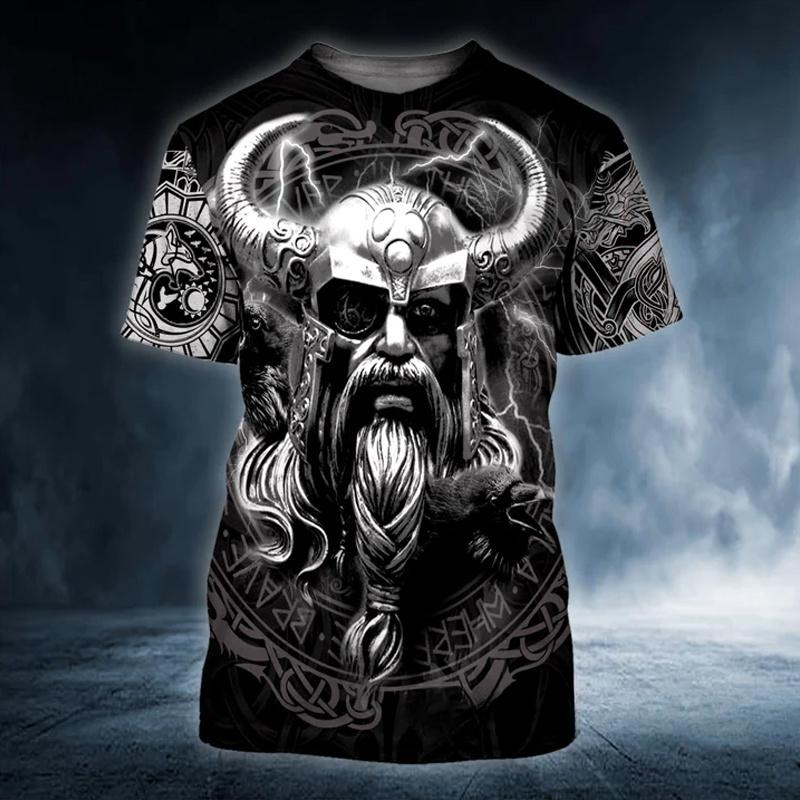 Summer Retro T Shirt Men 3D Printed Skull Angel Graphic Tees Fashion Clothes Oversized  Streetwear O Neck Short Sleeve Man Tops