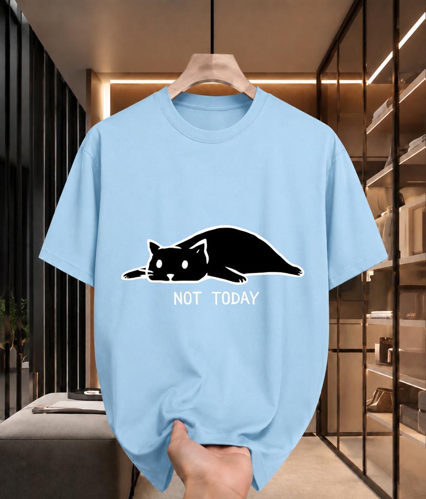 2026 New Cotton Tshirt Not Today Lazy Cat Funny Print Casual Fashion Short Sleeve Tee